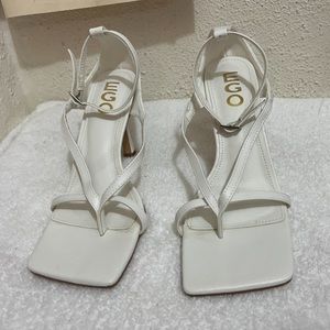 EGO Eve square toe strapped heels in White